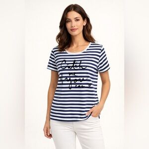Kate Spade Catch Me If You Can Blue White Striped Tee Shirt Sailor Nautical